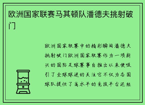 欧洲国家联赛马其顿队潘德夫挑射破门